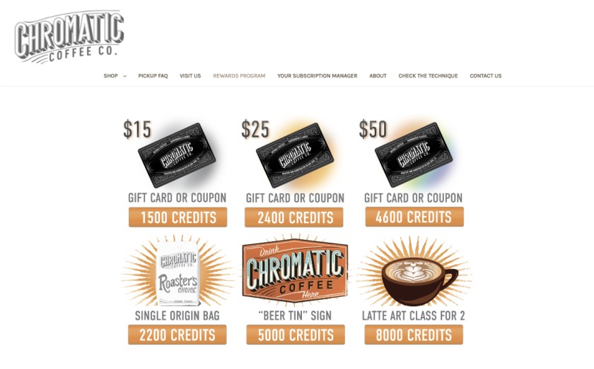Chromatic Coffee Rewards Points 