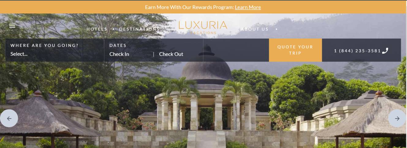 Luxuria Vacations loyalty program launch announcement