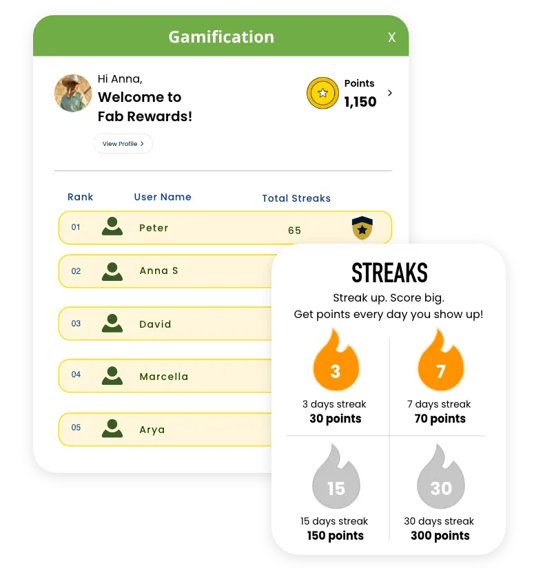 Gamification platform feature for loyalty programs-Streaks